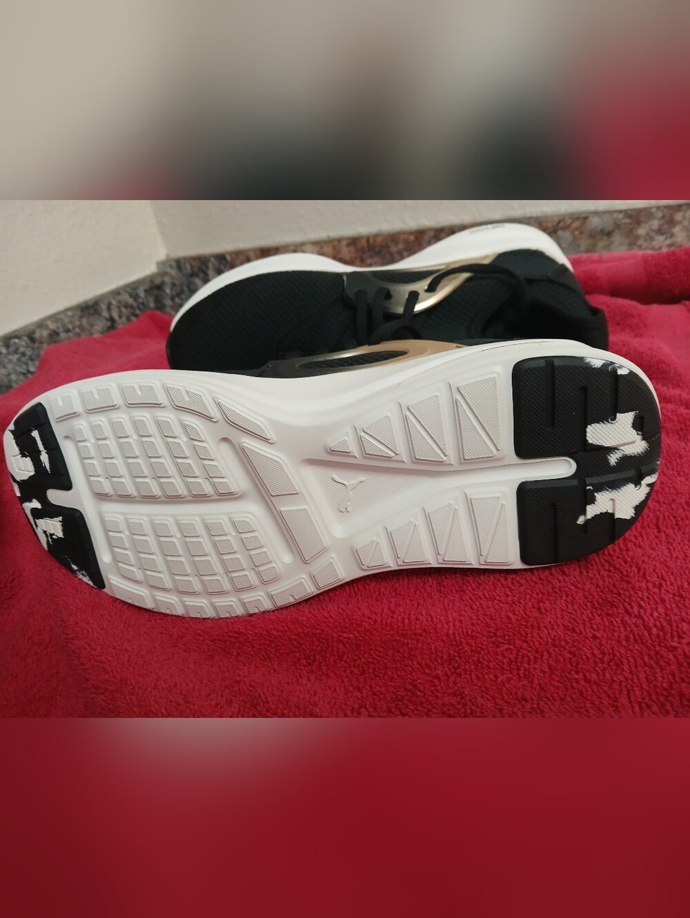 NWT Puma Woman's Black Athletic with Gold Accents, SOFTRIDE Runnig Shoes - Picture 4 of 9